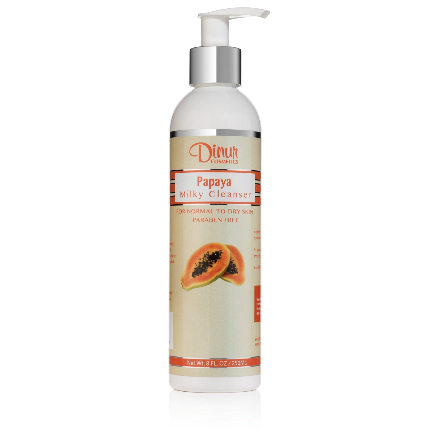 Dinur Cosmetics Papaya Milky Cleanser Nourishing & Gentle Facial Removes Dirt Makeup Ideal for Normal to Dry Skin Soft Suple & Radiant Skin 8 fl. oz Beauty & Personal Care Dinur Cosmetics