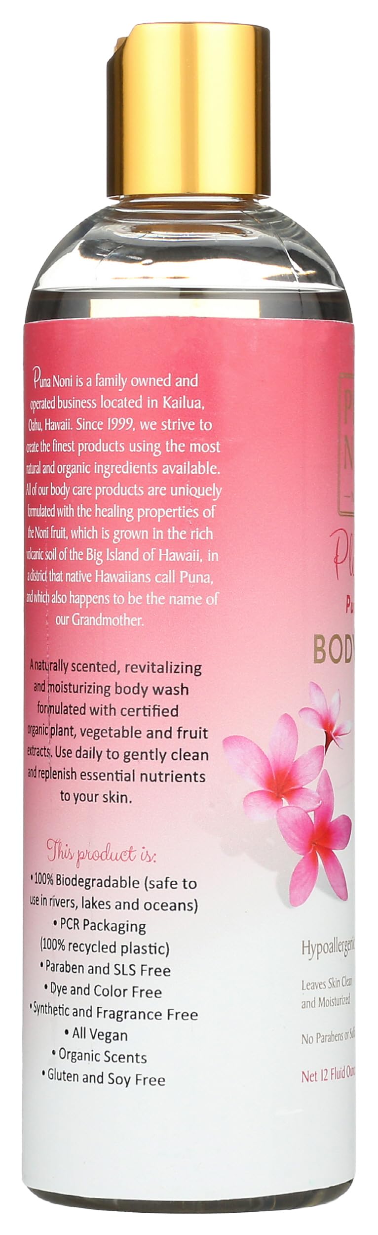 Puna Noni, Body Wash Plumeria Organic, 12 Fl Oz Beauty & Personal Care Puna Noni Naturals