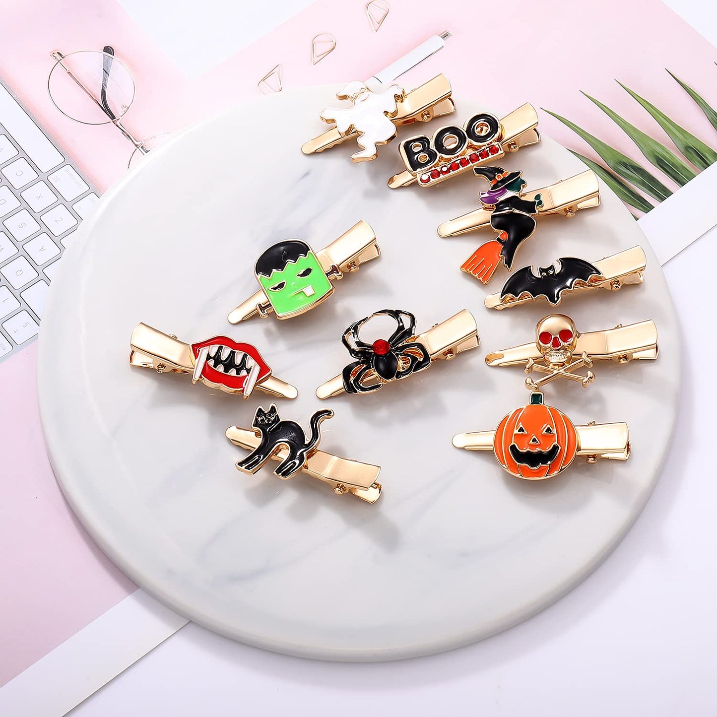10PCS Halloween Hair Clips for Women Cute Spider Pumpkin Ghost Cat Duckbill Hairpins Small Gothic Alligator Clips Halloween Costume Party Hair Beauty & Personal Care NVENF