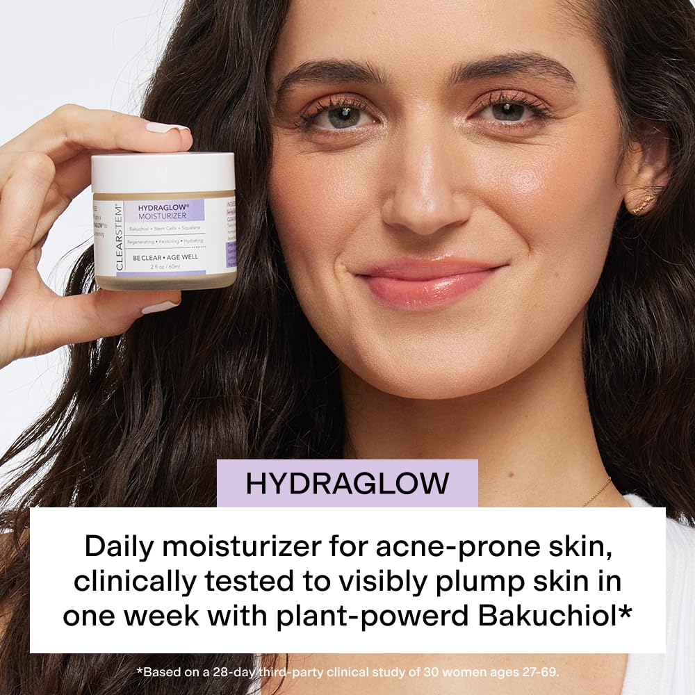 CLEARSTEM - HYDRAGLOW Stem Cell Moisturizer - Bakuchiol + Squalene - Youthful Skin Face Moisturizer - All Skin Types - Facial Skin Care Products Beauty & Personal Care CLEARSTEM