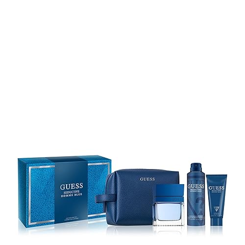 Guess Seductive Blue Men / Homme Eau de Toilette 4 Piece Gift Set - Cologne Spray 3.4 Fl. Oz., Deodorizing Body Spray 6.0 Oz., Shower Gel 3.4 Fl. Oz. Beauty & Personal Care GUESS