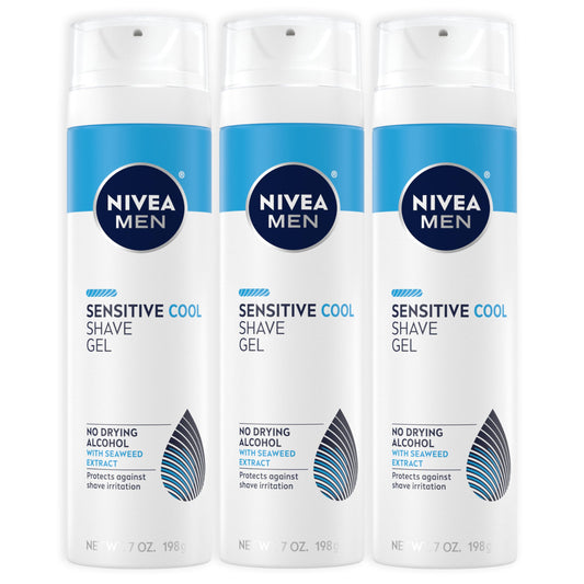 NIVEA MEN Sensitive Cooling Shave Gel with Chamomile and Seaweed Extracts, 3 Pack of 7 Oz Cans Beauty & Personal Care NIVEA MEN