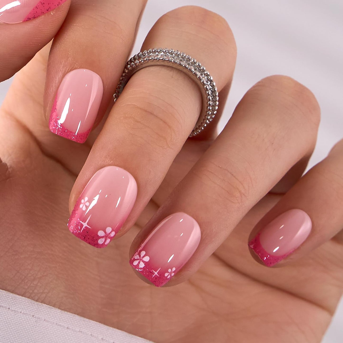 CurvLife Soft Gel Press On Nails Extra Short Square, 32 PCS Fake Nails Kit with Glue & Adhesive Tabs, Salon Quality Reusable Stick On Nails(Spring Beauty and Personal Care CurvLife Default Title