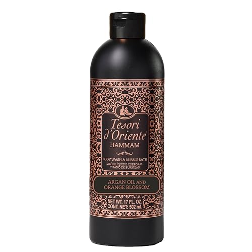 Tesori d’Oriente Hammam Body Wash & Bubble Bath, 17.5 fl oz, Gentle, Hydrating Shower Gel with Argan Oil & Vitamin E, Warm Orange Blossom Scented, No Beauty & Personal Care Tesori d'Oriente