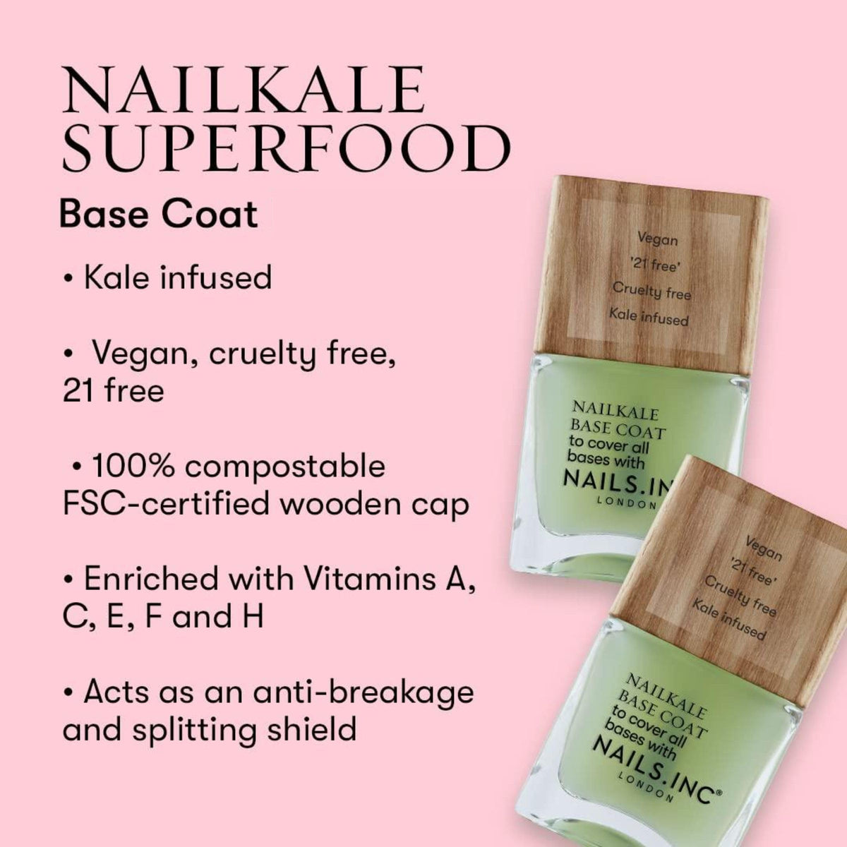 Nails Inc Superfood Kale Treatment: Hardening, Anti-Chip, Vegan Base Coat