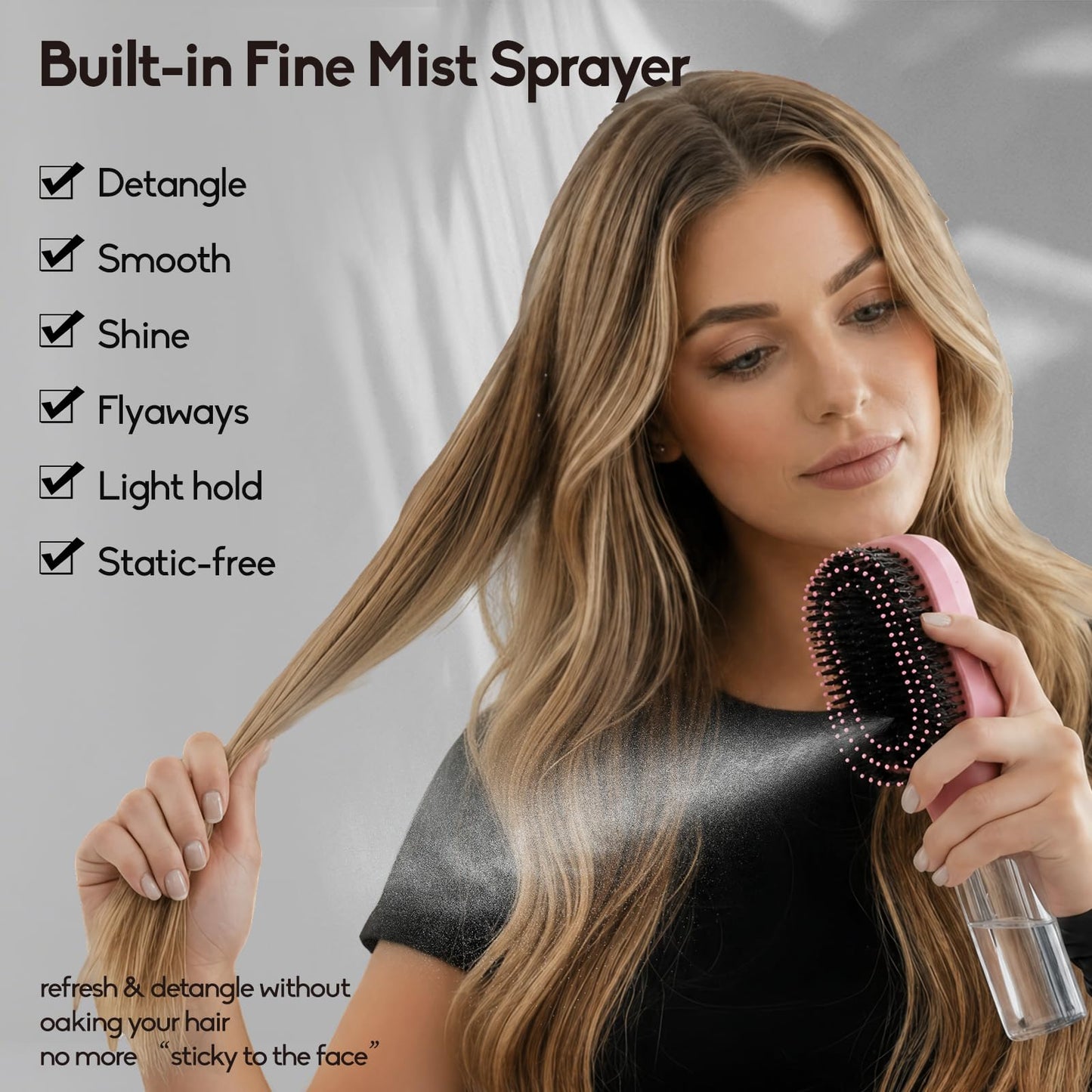 2-in-1 Misting Detangling Hair Brush with Fine Spray - Anti-Frizz & Static Control for Fine, Dry & Flyaway Hair - Smooth & Shine Everyday Styling Beauty & Personal Care YIHKQDL