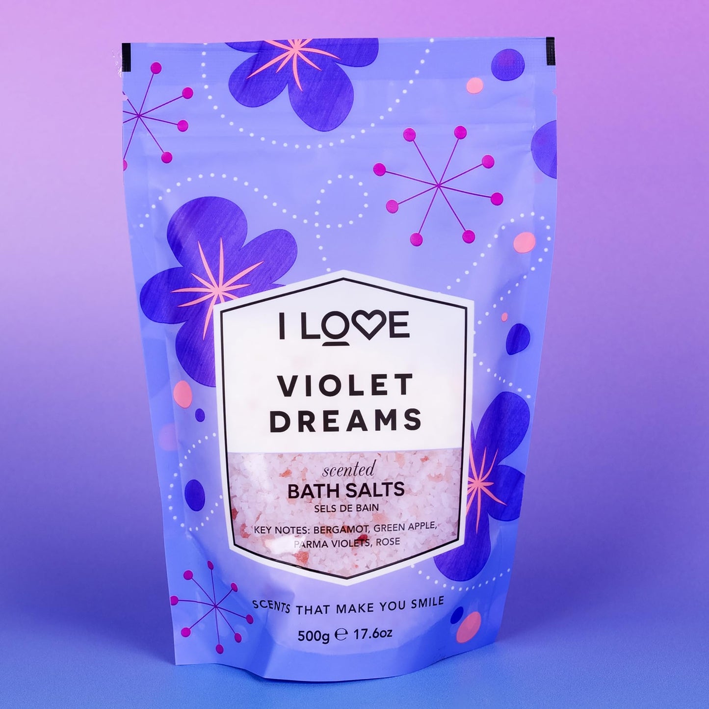 I LOVE Violet Dreams Bath Salts - Calming Bath Soak with Violet and Rose Fragrance - Relaxing Bath Salts for Sleep - Skin-Softening Formula - 17.6 oz Beauty and Personal Care I LOVE