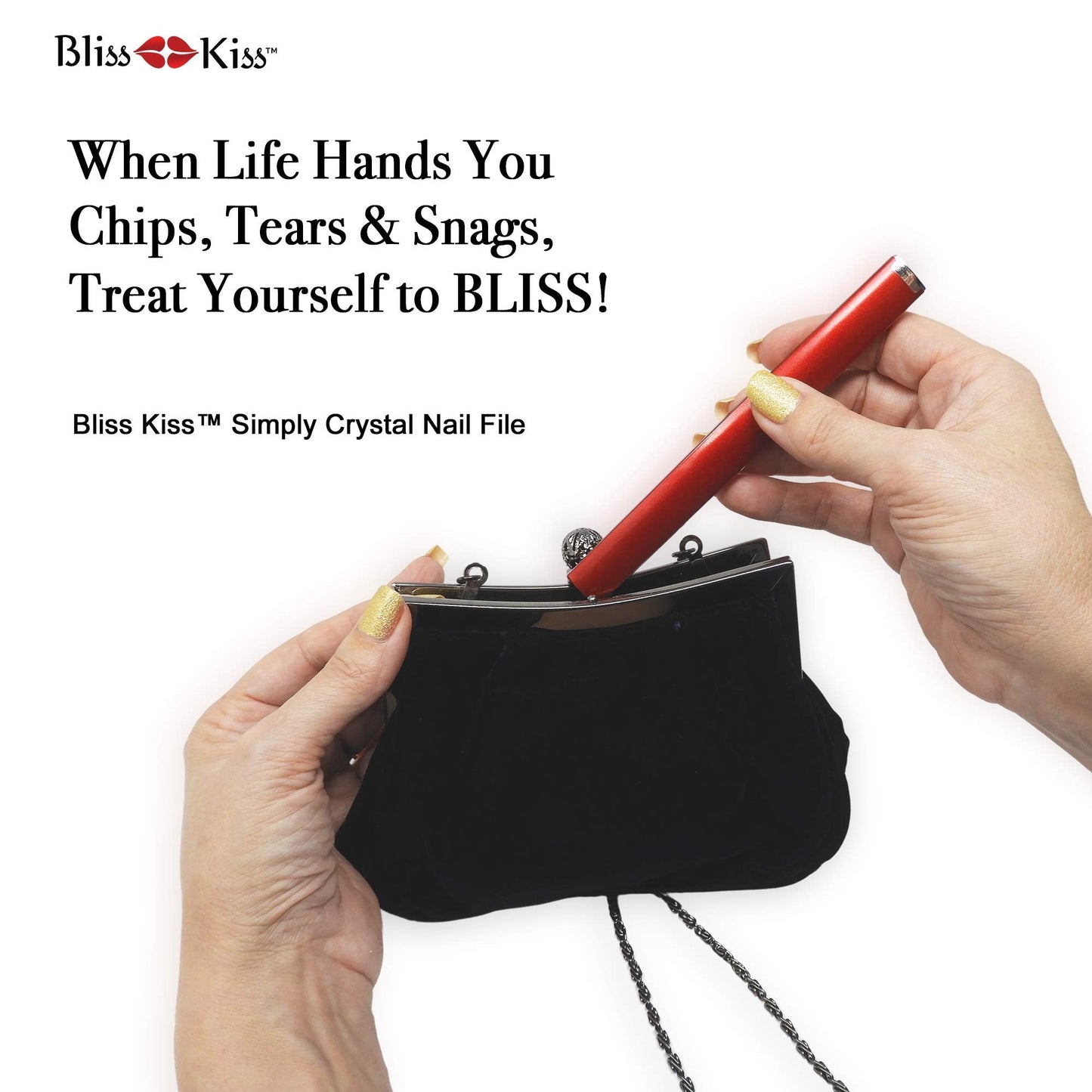 Bliss Kiss Simply Crystal Nail File - Large - Czech Glass - with case and Sleeve Beauty & Personal Care Bliss Kiss