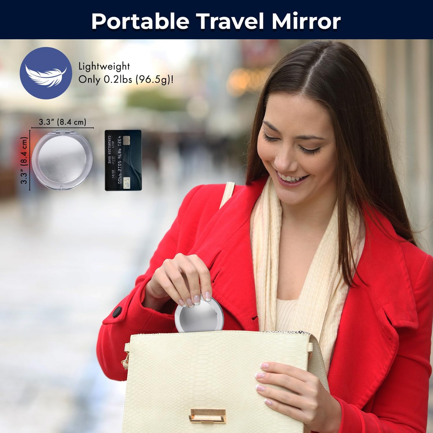 MIRRORVANA Small Compact 15X Magnifying Travel Makeup Mirror - Lightweight, Handheld, and Foldable Design - Mini Pocket-Sized Magnified Mirror Beauty & Personal Care MIRRORVANA