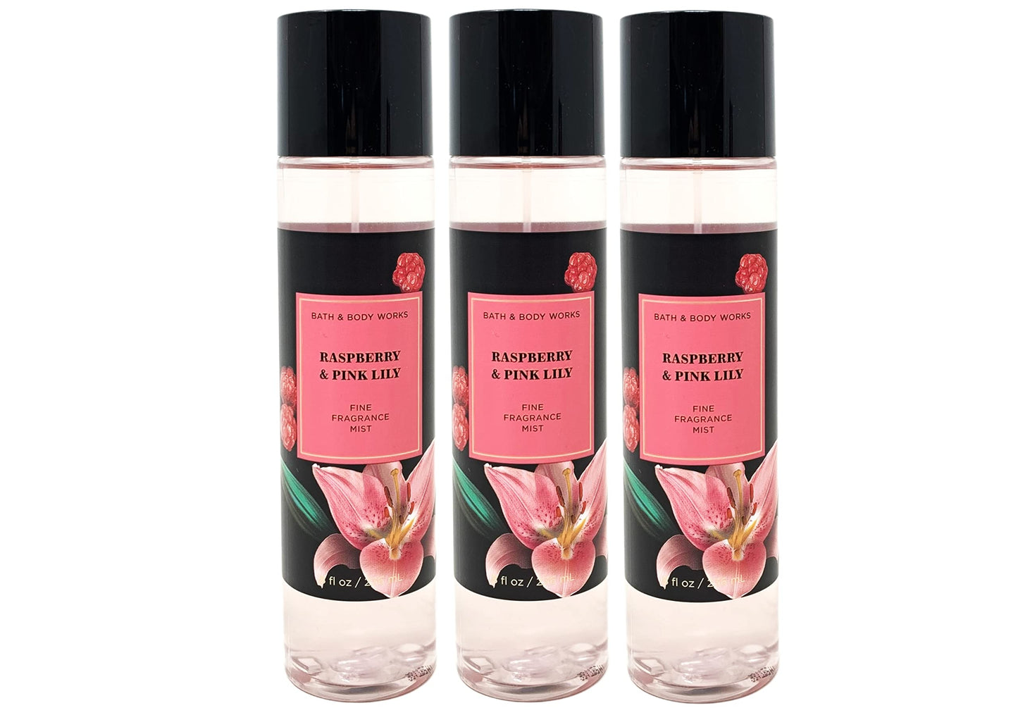 Bath RASPBERRY & PINK LILY Value Pack Lot of 3 Fine Fragrance Mist - Full Size Beauty & Personal Care Bath