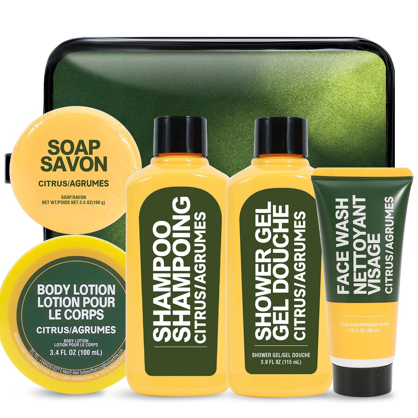 Gifts for Men, Mens Travel Size Toiletry with Body Lotion, Citrus 6pcs Mens Gift Travel Kit, Birthday Gift for Men, Christmas Valentine for Boyfriend Beauty and Personal Care BODY & EARTH