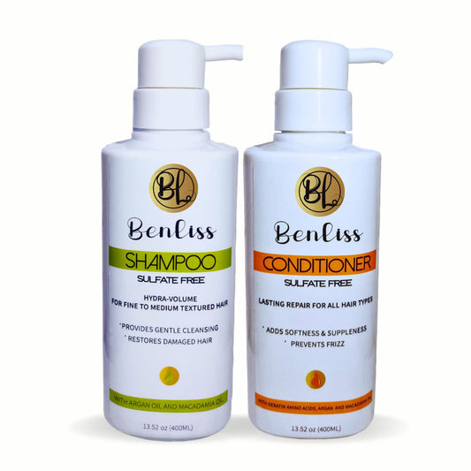 Benliss Shampoo and Conditioner Set With Argan and Macadamia Oil- Sulfate Free - For Straight, Curly, Frizzy, Dry - Hair Repair for Damaged Hair Beauty & Personal Care Benliss