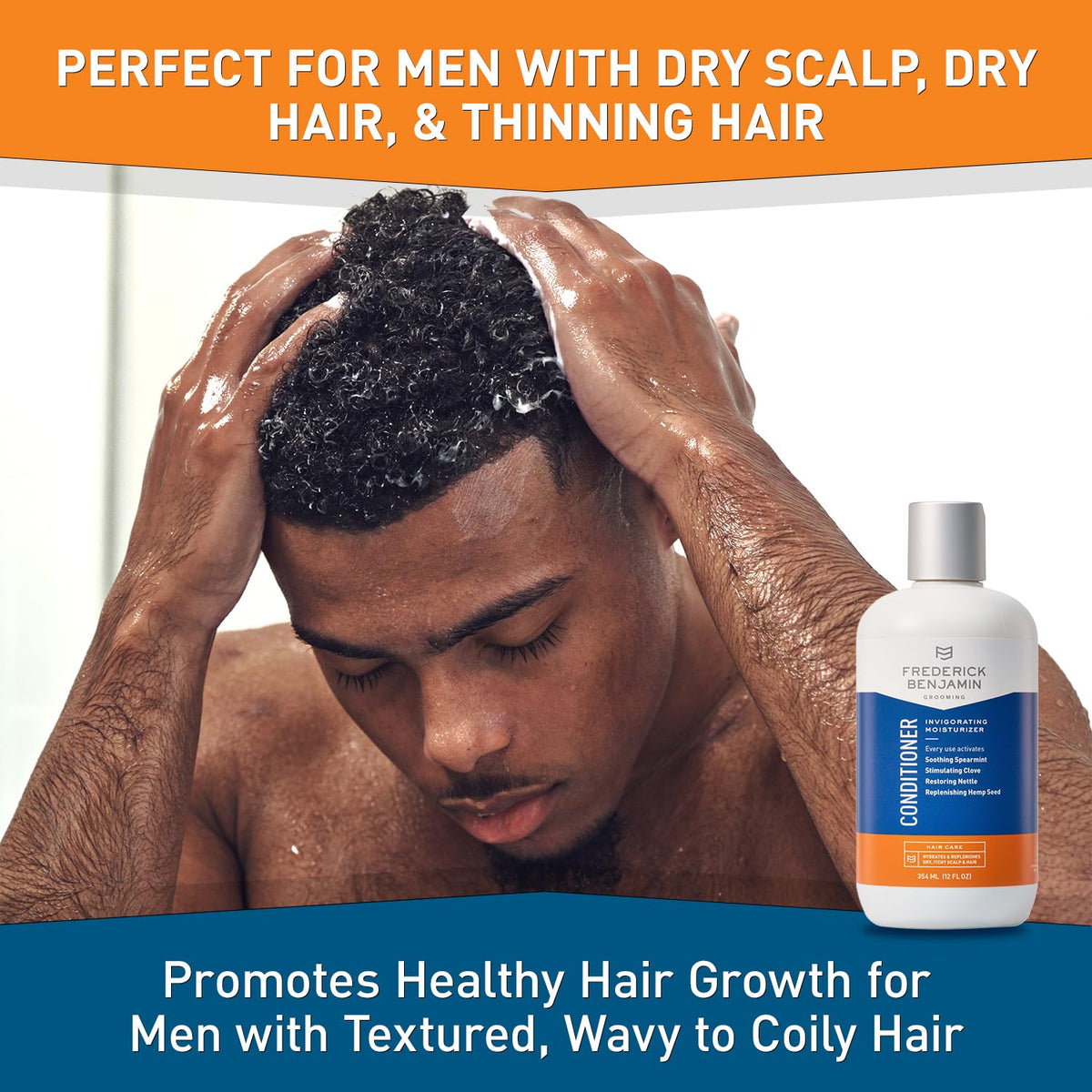 Frederick Benjamin Invigorating Conditioner, Paraben & Sulfate Free Mint Conditioner for Men with Dry Scalp, Natural Powerful Anti Dandruff