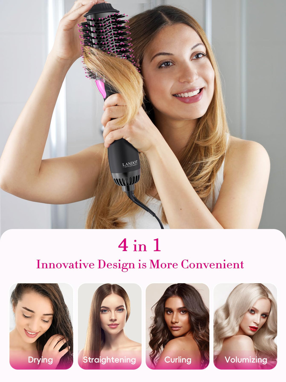 Hair Blow Dryer Brush 2.4 in Hot Air Styler for Volumizing Smooth Blowouts