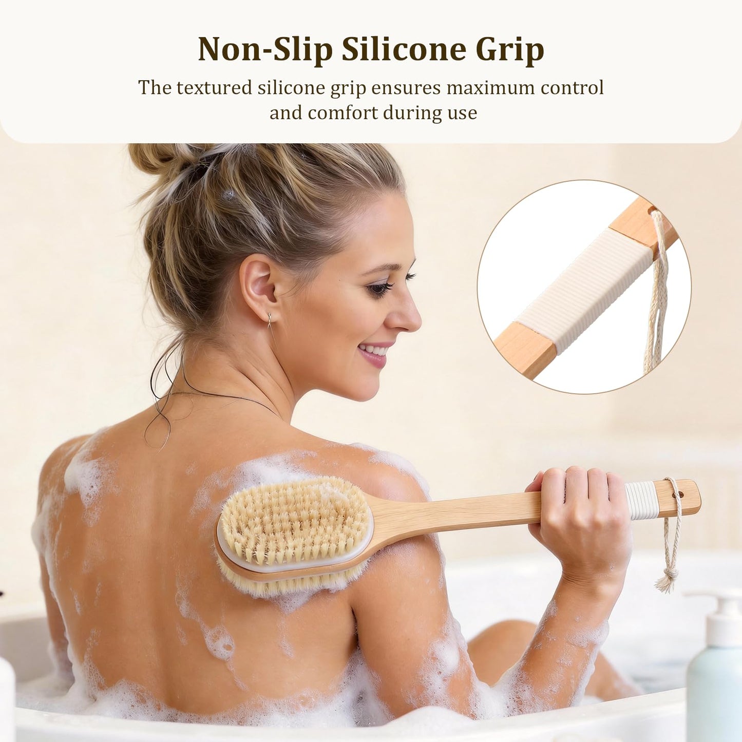 Blendura Back Brush Bath Brush, Wood-Coloured, Duschbürste Mit Langem Stiel, Shower Brush with Long Handle Beauty and Personal Care Blendura