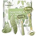 4-pcs Jade Roller & Gua Sha Set, Facial Roller Massager with Gua Sha Scraping Tool, Jade Stone Massager for Anti-aging, Slimming & Firming, Rejuvenate Beauty & Personal Care Charmonic