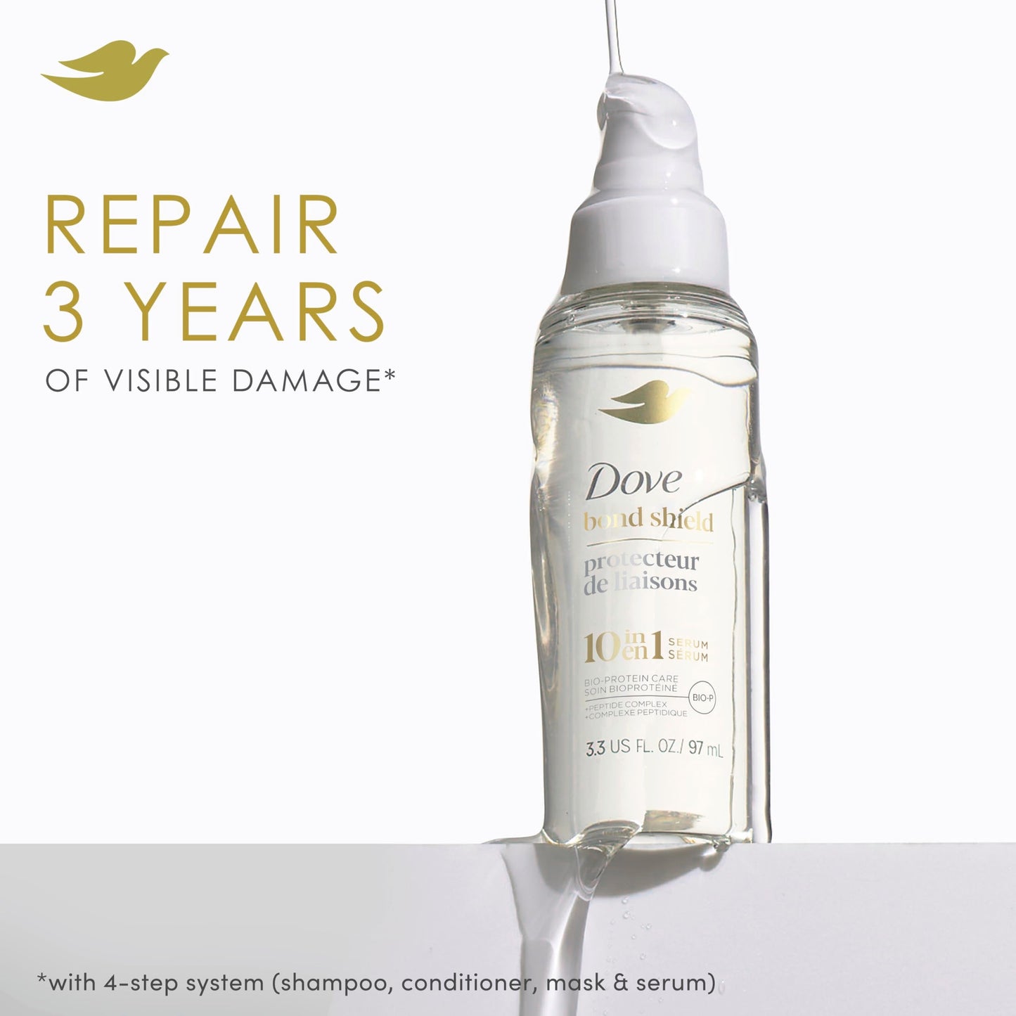 Dove Serum Bond Strength for Chemically Damaged Hair with Bio-Protein Care Technology and Peptide Complex 3.3 Fl Oz Beauty & Personal Care Dove