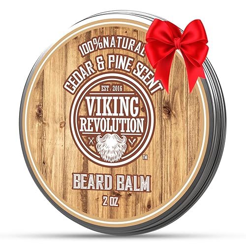 Viking Revolution Cedar & Pine Beard Balm - Butter with Argan Oil, Softener & Moisturizer for Men - Wax for Beards (2oz, 1 Pack) Beauty & Personal Care Viking Revolution