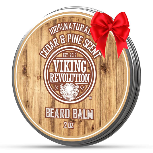 Viking Revolution Cedar & Pine Beard Balm - Butter with Argan Oil, Softener & Moisturizer for Men - Wax for Beards (2oz, 1 Pack) Beauty & Personal Care Viking Revolution