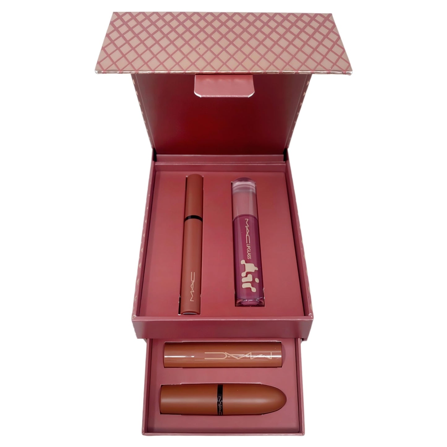 MAC M·A·C Cosmetics Holiday Exclusive Velvet Totally Teddy Lip 4-Piece Kit - Satin Lipstick, Plumping Gloss Stick, Slim Lipstick and Lip Gloss Beauty & Personal Care MAC