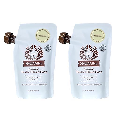 Moon Valley Foaming Hand Soap Refill Pouch, Two-Pack Unscented Soap, Vegan and Non-GMO, Environmentally Friendly Option Beauty & Personal Care Moon Valley Organics