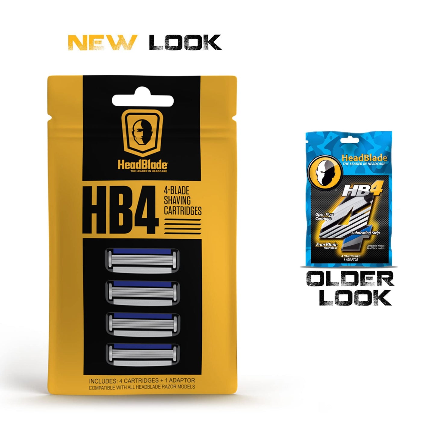 HeadBlade Men's HB4 Refill Shaving Razor Blades - 4 Stainless Steel Blades for No Tugging or Pulling, Shave Less, Works for Face, Body, and Scalp (12 Beauty and Personal Care HeadBlade