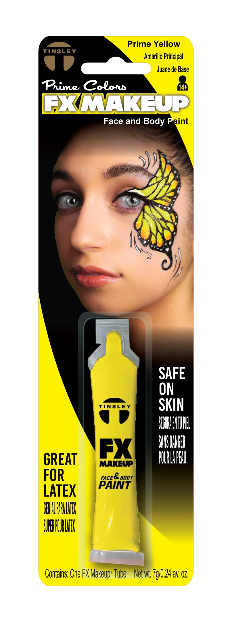 Tinsley Transfers FX Makeup - Face and Body Paint - Water-Based Cream - 7g / 0.24 oz Tube (Prime Yellow) Beauty & Personal Care Tinsley Transfers