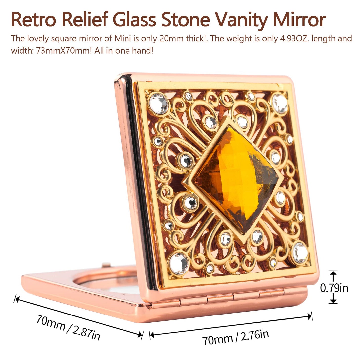 HAPUTDY Mini Elegant Makeup Mirror, Portable 1X/2X Magnifying (Pink) Beauty & Personal Care HAPUTDY