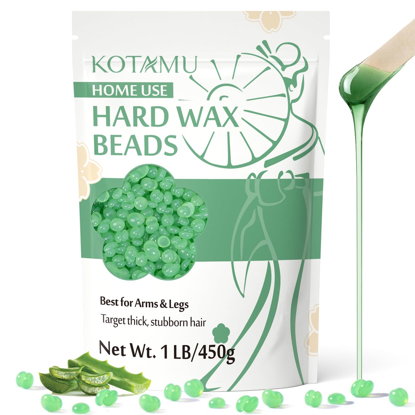 KOTAMU Wax Beads 1lb Aloe Vera Hard Waxing Beans for Hair Removal, Sensitive Skin Waxing Pearls for Women & Men Thick & Stubborn Hair, Hardwax Refill Beauty and Personal Care KOTAMU