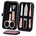 HANTEKAS Manicure Set Nail Clippers Kit 5 Pieces in 1 Stainless Steel Professional Grooming Nail Care Tools Including Nano Glass Nail Shiner Buffer Beauty & Personal Care HANTEKAS