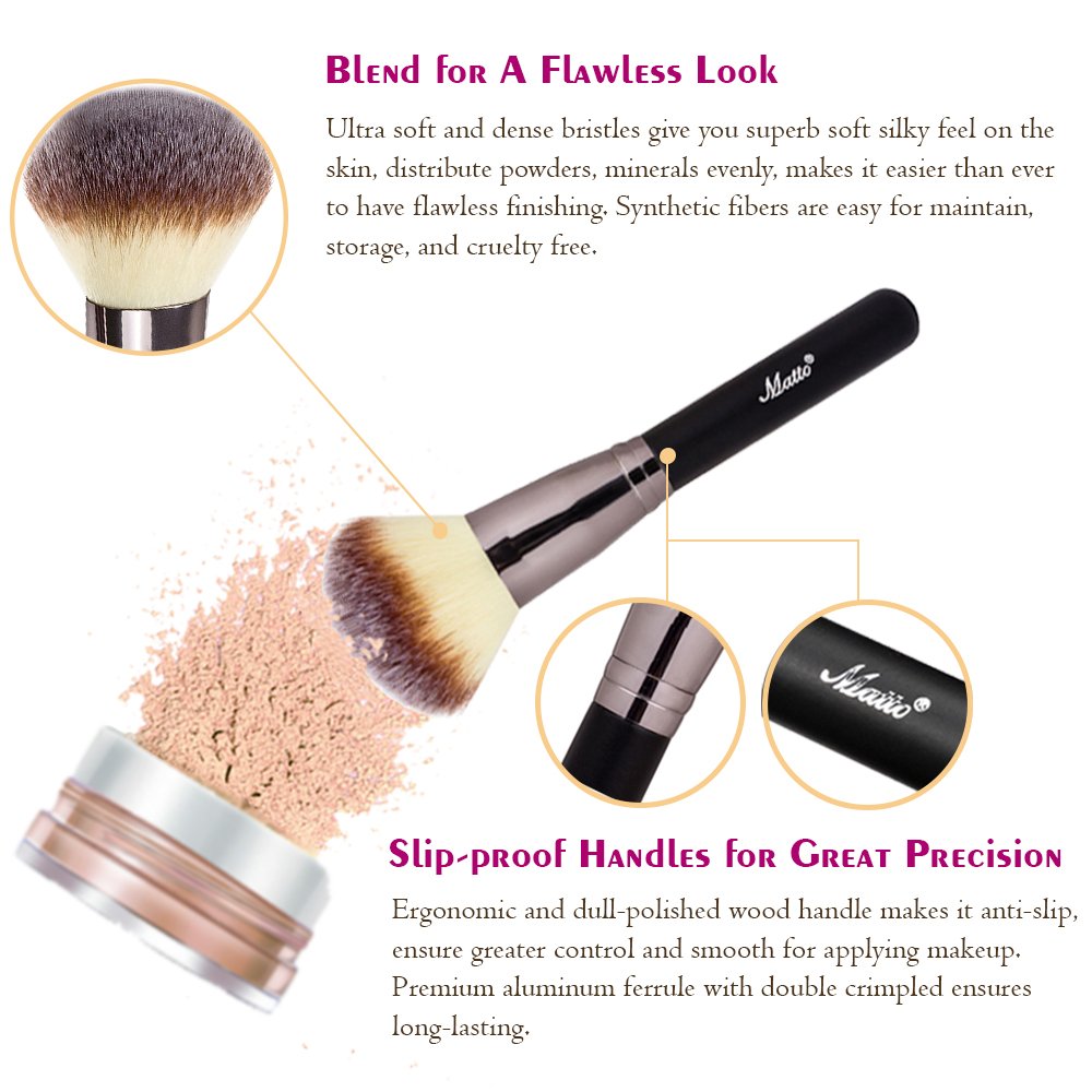 Matto Powder Mineral Brush - Makeup Brush for Large Coverage Mineral Powder Foundation Blending Buffing 1 Piece Beauty & Personal Care Matto