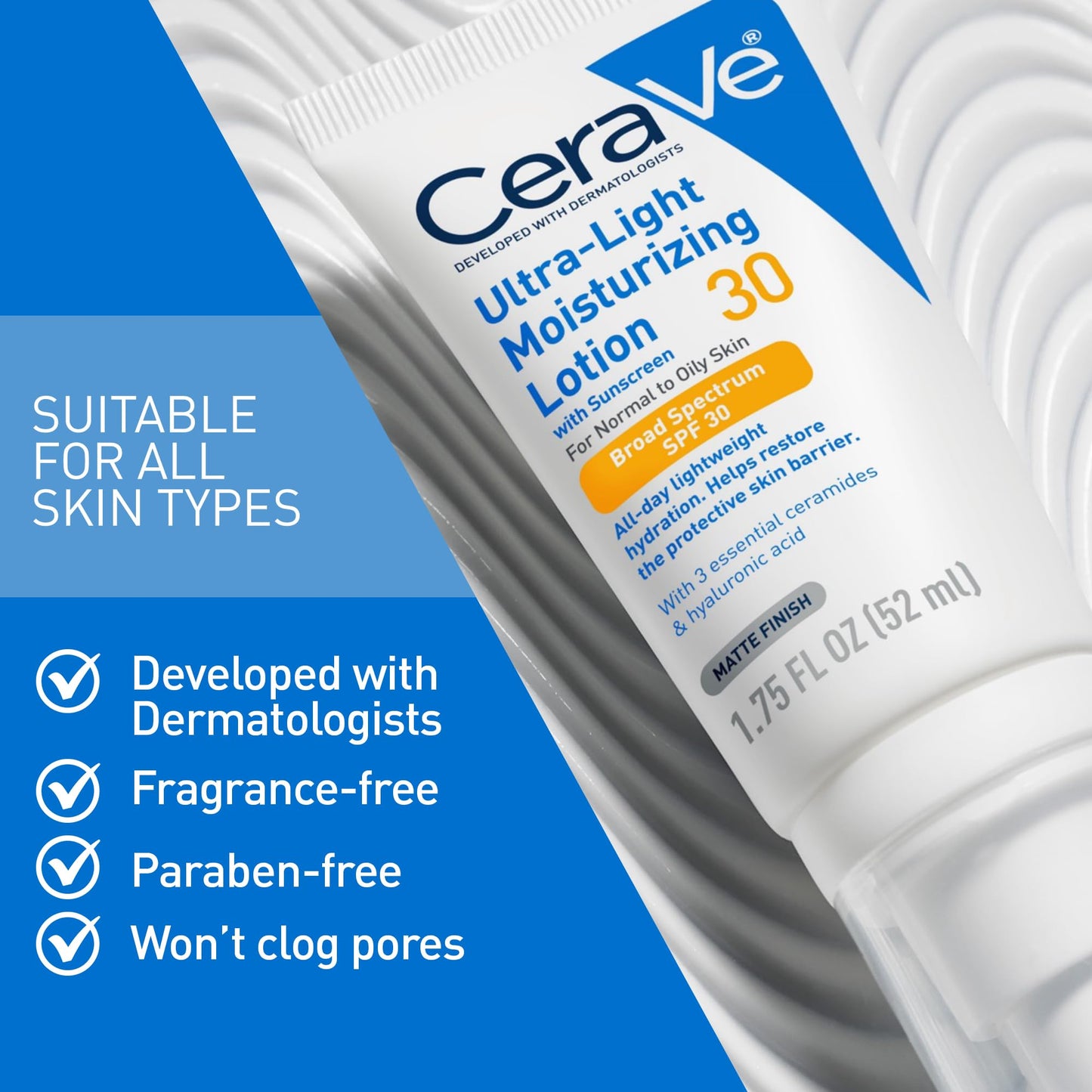 CeraVe Ultra-Light Moisturizing Lotion SPF 30, Oil-Free Daily Face Moisturizer with Hyaluronic Acid & Ceramides, Broad Spectrum, 1.7 oz Beauty & Personal Care CeraVe