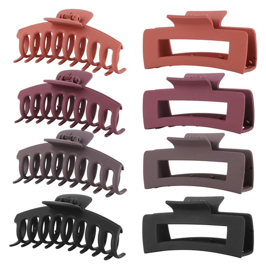 LuSeren 8 Pack Hair Clips for Women 4.3 Inch Large Hair Claw Clips for Women Thin Thick Curly Hair, Big Matte Banana Clips,Strong Hold jaw clips Black Beauty and Personal Care LuSeren Default Title