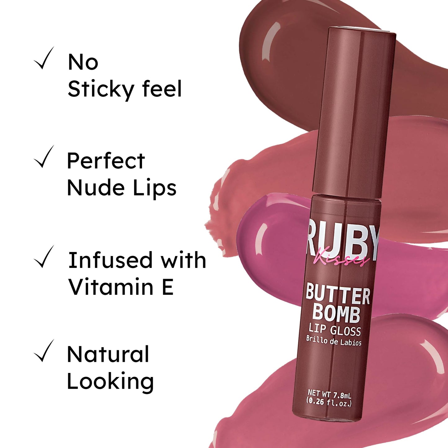 Ruby Kisses Butter Bomb Lip Gloss, High-Shine Non-Sticky Hydrating Plumping Beauty & Personal Care Ruby Kisses