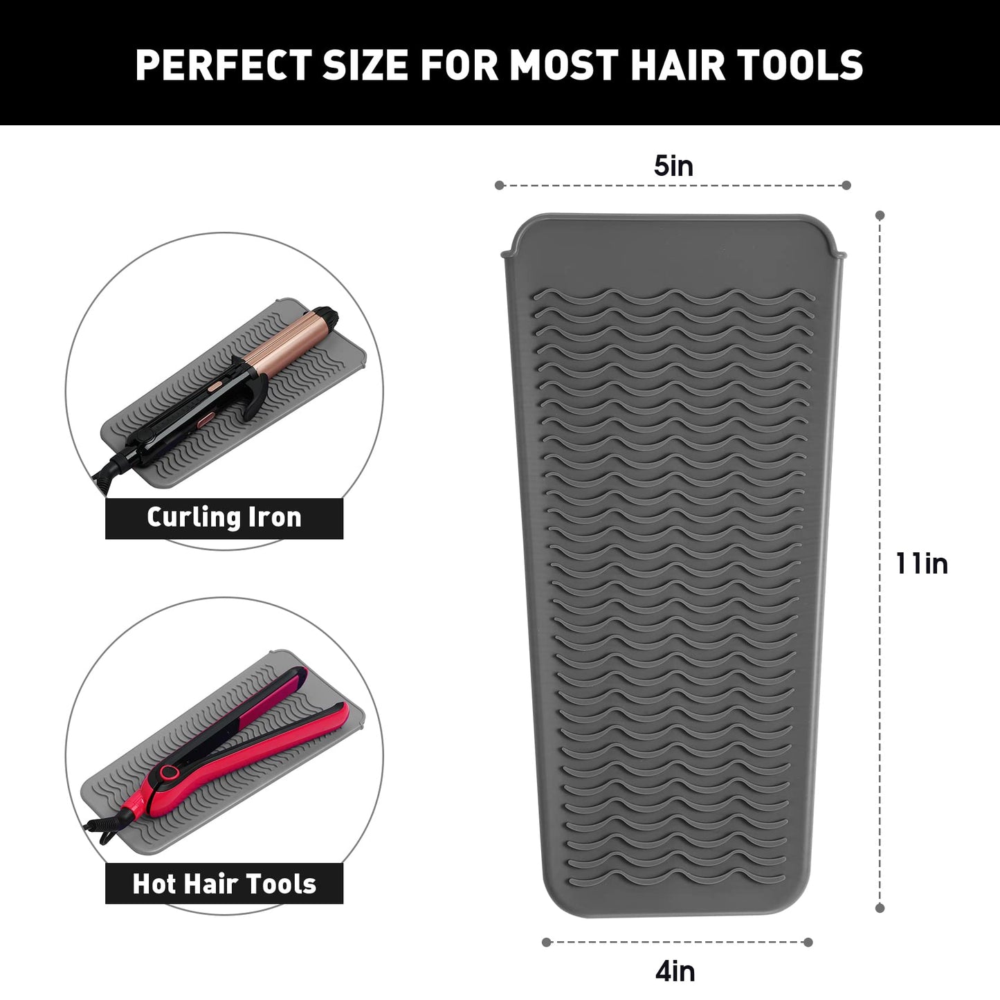 ZAXOP Resistant Silicone Mat Pouch for Flat Iron, Curling Iron,Hot Hair Tools (Grey) Beauty & Personal Care ZAXOP