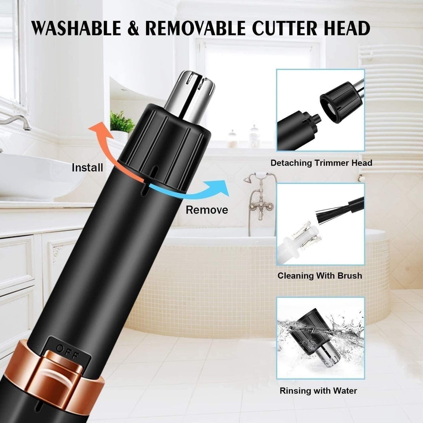 HCUCTOS Hair Trimmer for Nose Ear Hair Trimming, Waterproof Stainless Steel Head, Mute Motor, Precision Groomer, The Safety has a Beautiful, Low Noise Beauty and Personal Care HCUCTOS