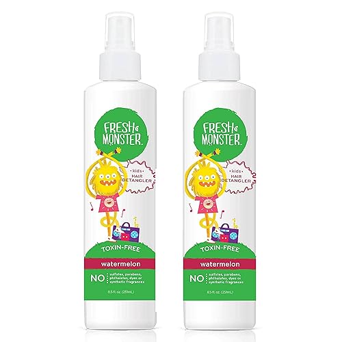 Fresh Monster Kids Detangler Spray, Toxin-Free, Hypoallergenic & Natural, Hair Conditioning Spray for Kids, Watermelon (2 Pack, 8.5oz/each) Beauty & Personal Care Fresh Monster