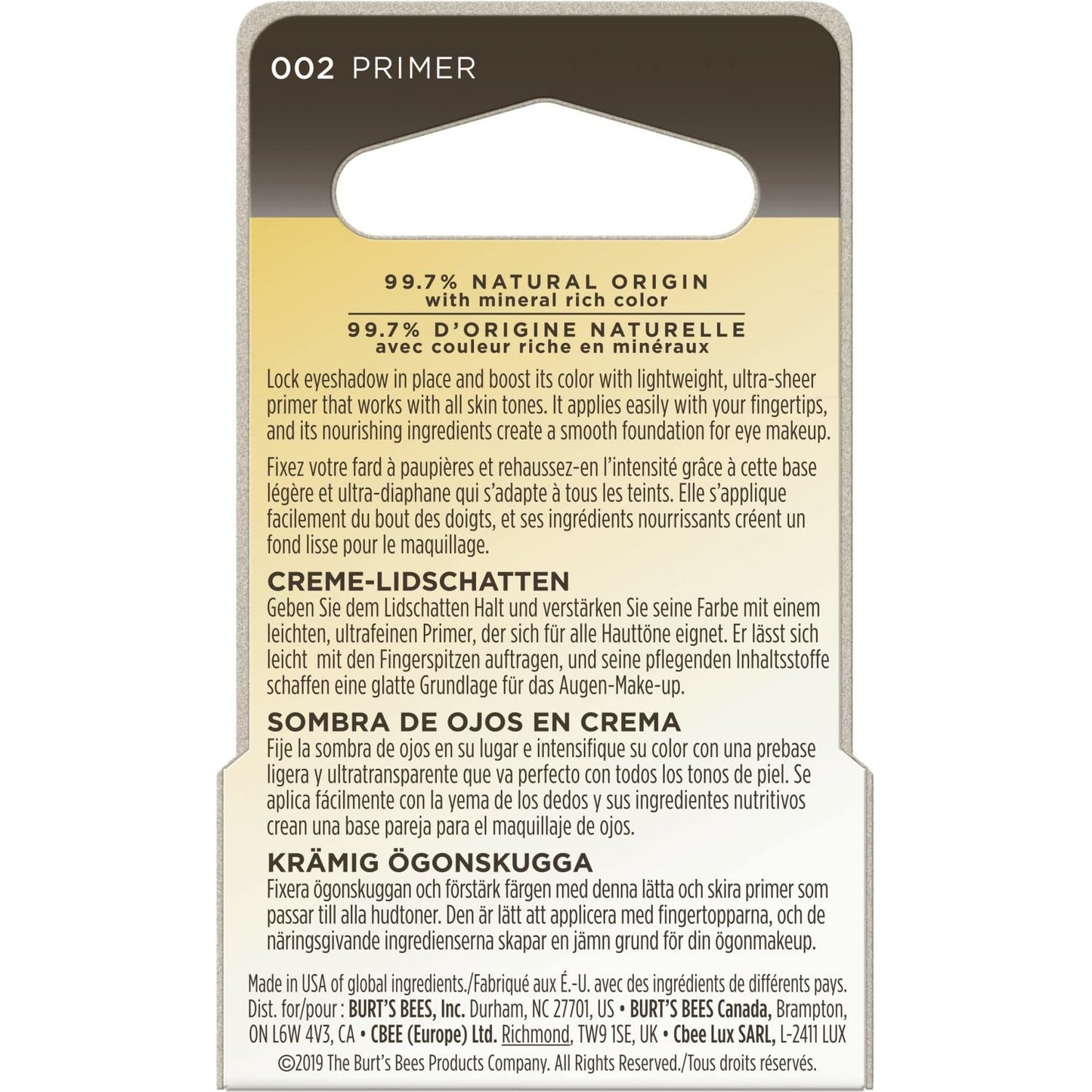 Burt's Bees Eye Shadow Primer, Neutral Ultra Sheer/Translucent Beige Color, Extends Wear For Powder Eye Shadow, For All Skin Tones - 0.25 Ounce Beauty & Personal Care Burt's Bees