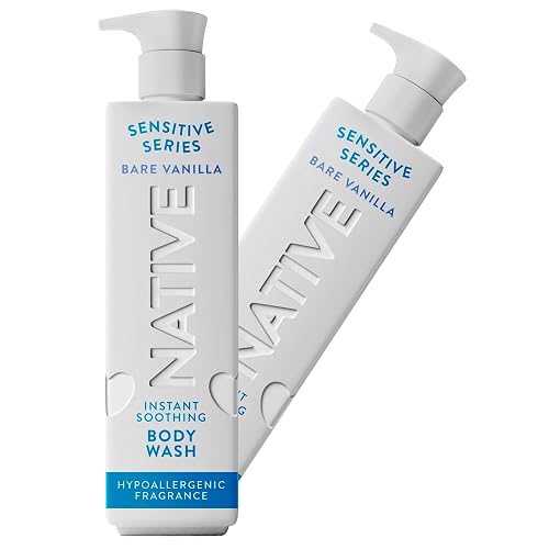 Native Sensitive Series Hypoallergenic Fragrance Free 24-Hour Hydrating Body Wash with Ceramides for Sensitive Skin - Bare Vanilla - 18 fl oz - Pack Beauty & Personal Care Native