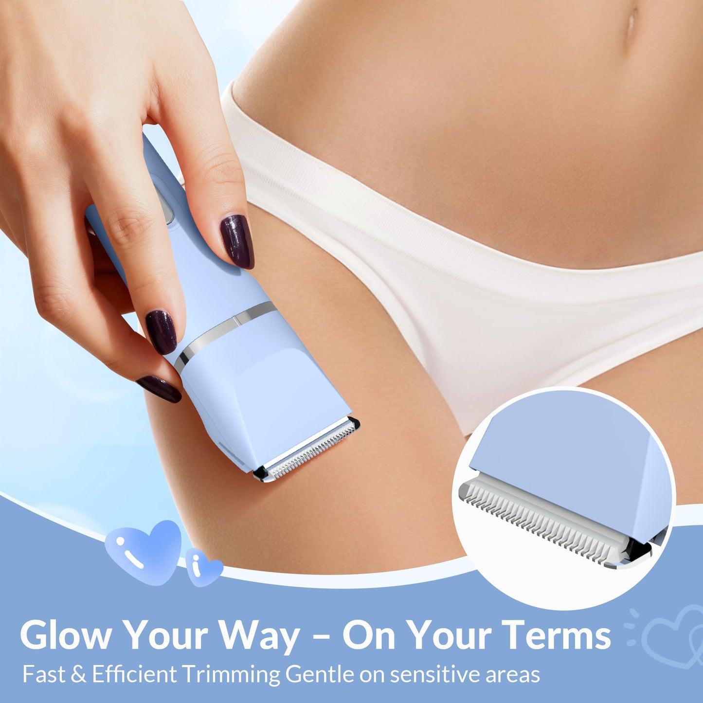 KINGTEE 5-in-1 Electric Bikini Trimmer for Women - IPX7 Waterproof Shaver, Cordless Body & Facial Razors for Women, Ceramic Blades, USB-C Beauty and Personal Care KINGTEE