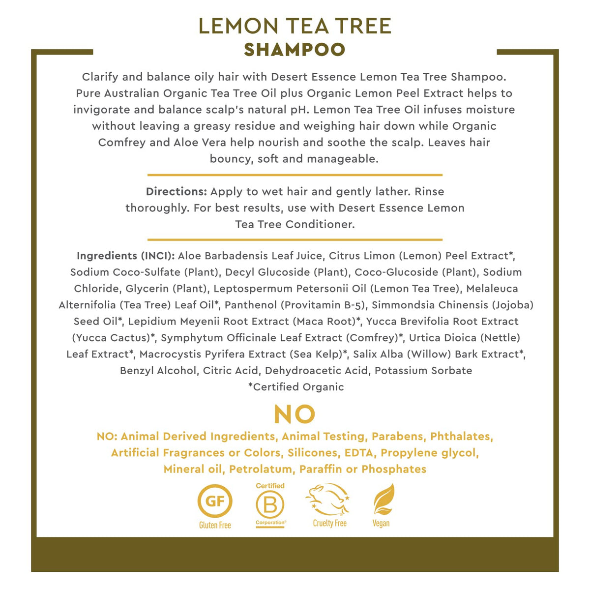 Desert Essence Lemon Tea Tree Shampoo - 8 Fl Oz - Pack Of 3