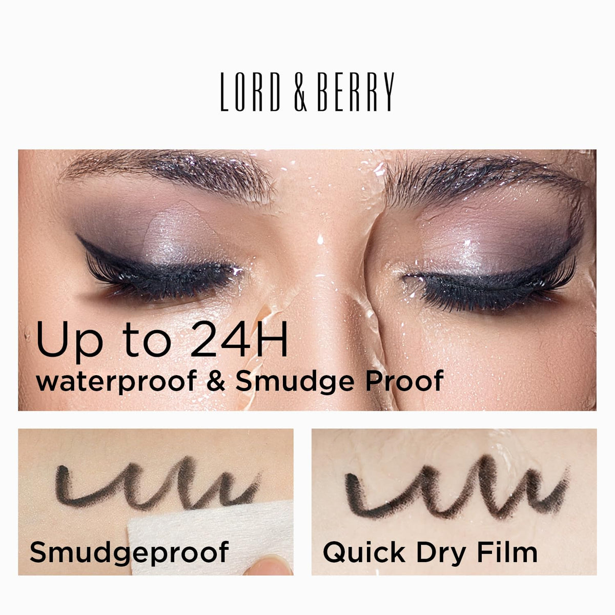 Lord & Berry SMUDGEPROOF Eye Liner - Soft & Creamy VEGAN Formula, Long Lasting Morning to Night Waterproof Eyeliner Pencil, Easy to Use Eye Makeup Beauty & Personal Care Lord & Berry