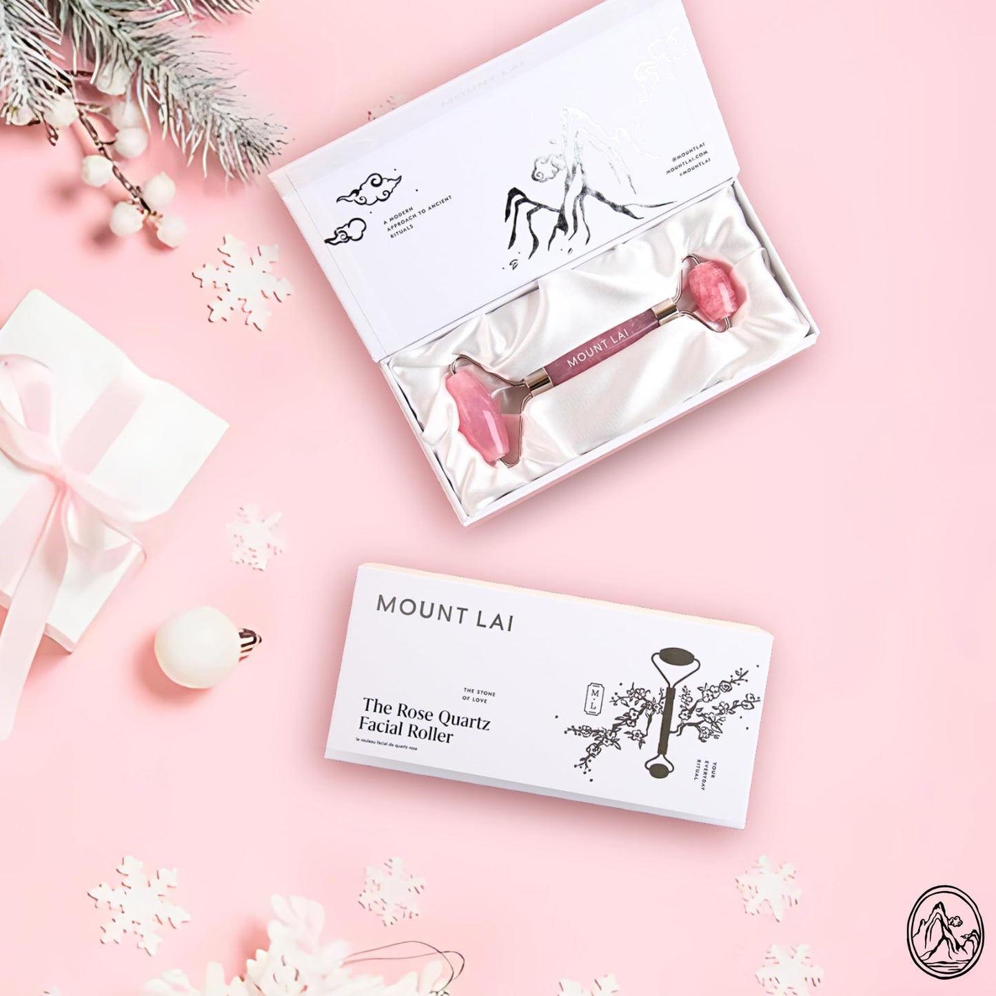 Mount Lai De-Puffing Rose Quartz Facial Roller - The Stone of Love, Certified Rose Quartz Face Roller for Anti-Aging, Soothing & Radiant Skin, Facial Beauty & Personal Care Mount Lai