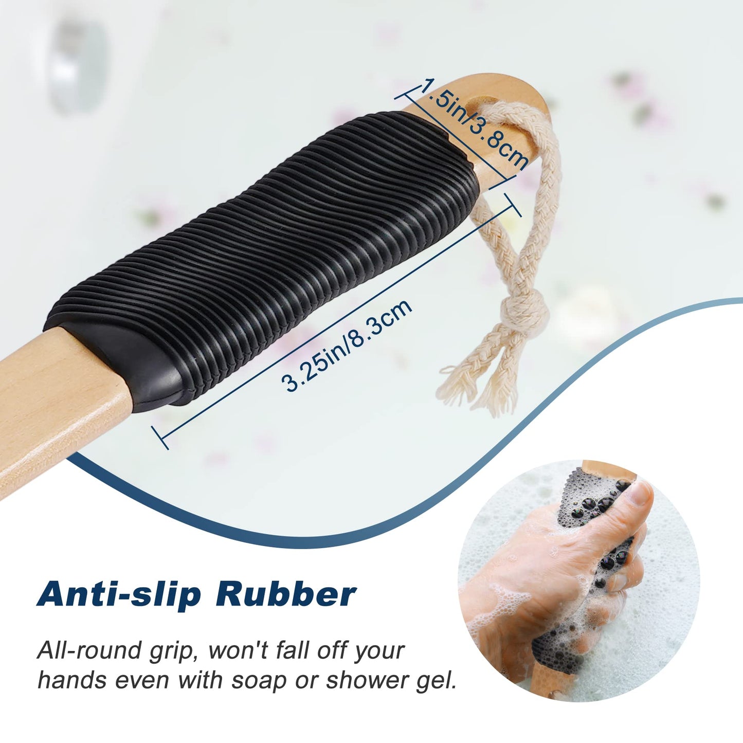 Long Handle Ergonomically Back Scrubber/Brush for Shower, Double Sided Exfoliating Body Scrubber for Women and Men (Black) Beauty and Personal Care ShowEzily