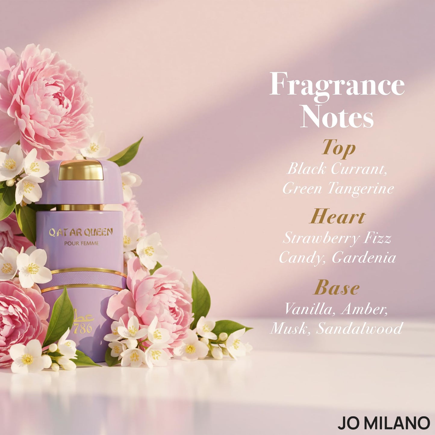 Jo Milano Qatar Queen Eau De Parfum Spray | 3.4 oz (100ml) | Fruity, Vanilla, Citrus, Floral, Amber, Oud Scent | Long Lasting Fragrance for Women Beauty & Personal Care Jo Milano