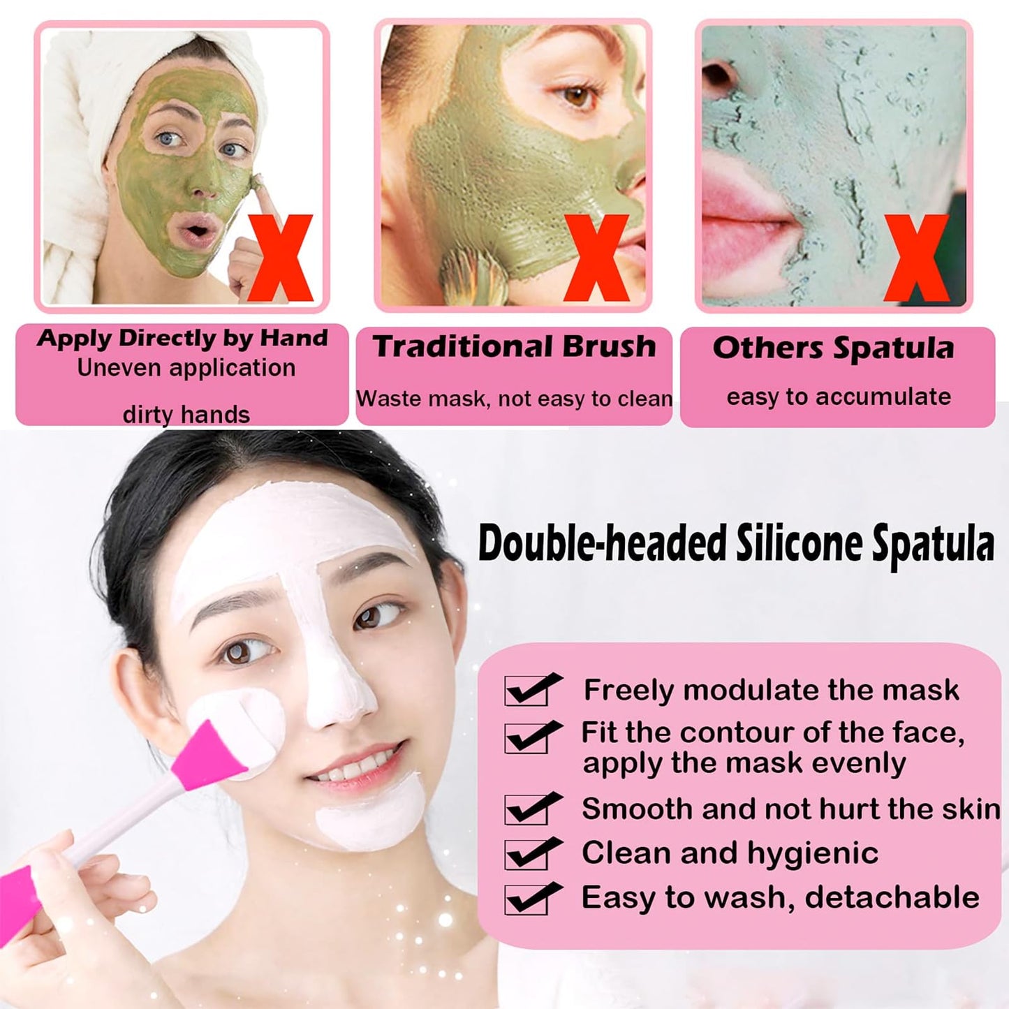 RamPula Mask Applicator Silicone Face Brush Face Mud Cream,Clay Mask,DIY,Modeling Mask Brushes DIY Mud Mixing Spatula Double-end Handheld Scoop Skin Beauty & Personal Care RamPula