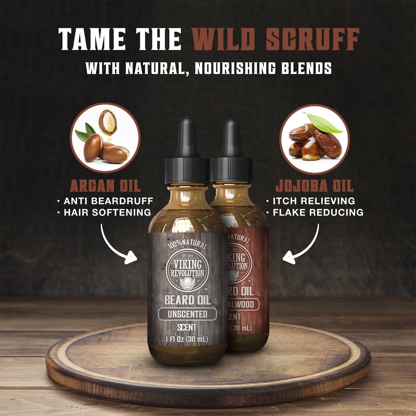 Viking Revolution Sandalwood and Unscented Beard Oil for Men - Natural Mens Beard Oil with Argan Oil and Jojoba Oil - Beard Softener, Strengthens Beauty & Personal Care Viking Revolution