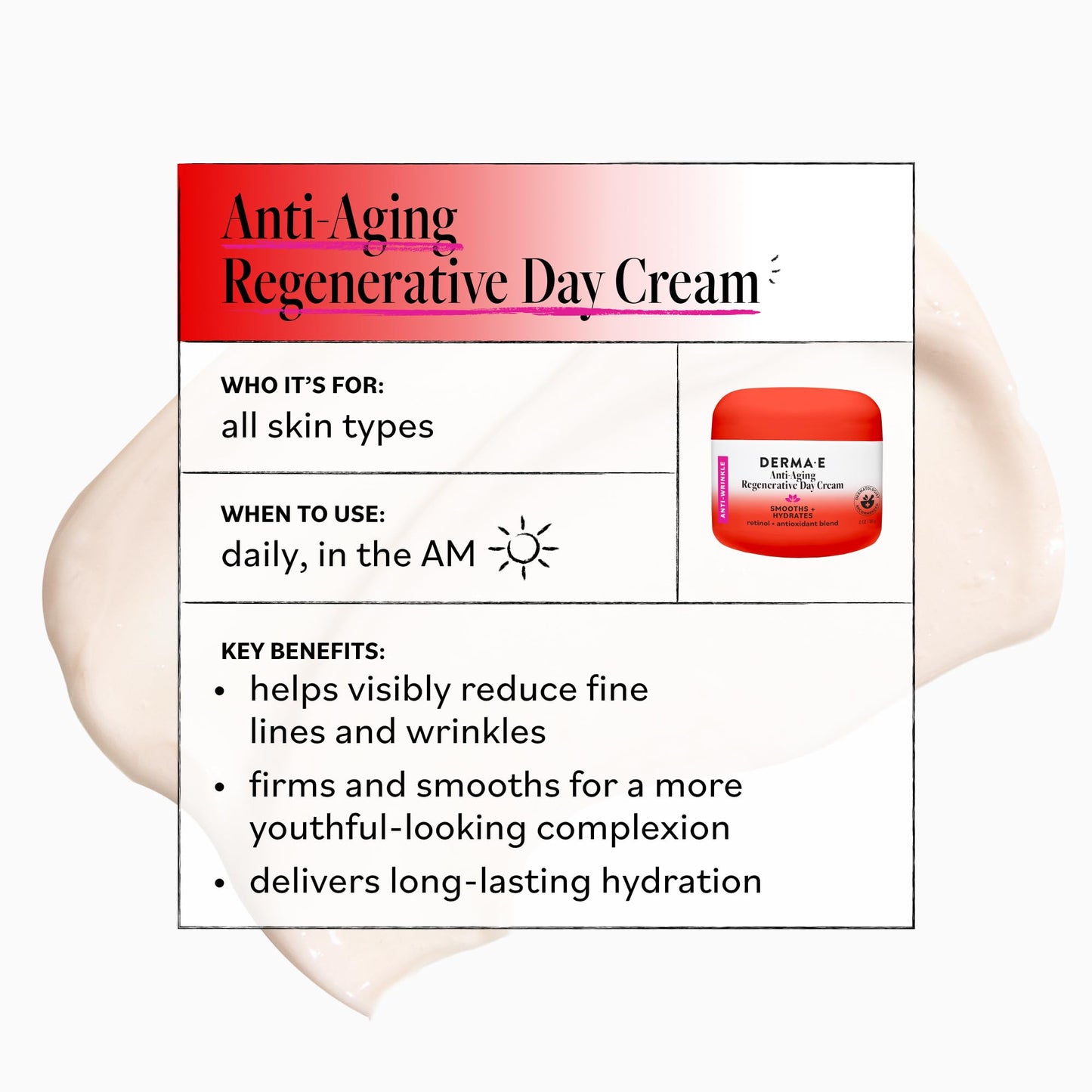 Derma E Anti-Aging Regenerative Day Cream - Astaxanthin Moisturizer for Face - Lightweight Firming Anti-Wrinkle Cream with Lavender, Jojoba Oil Beauty & Personal Care Derma E