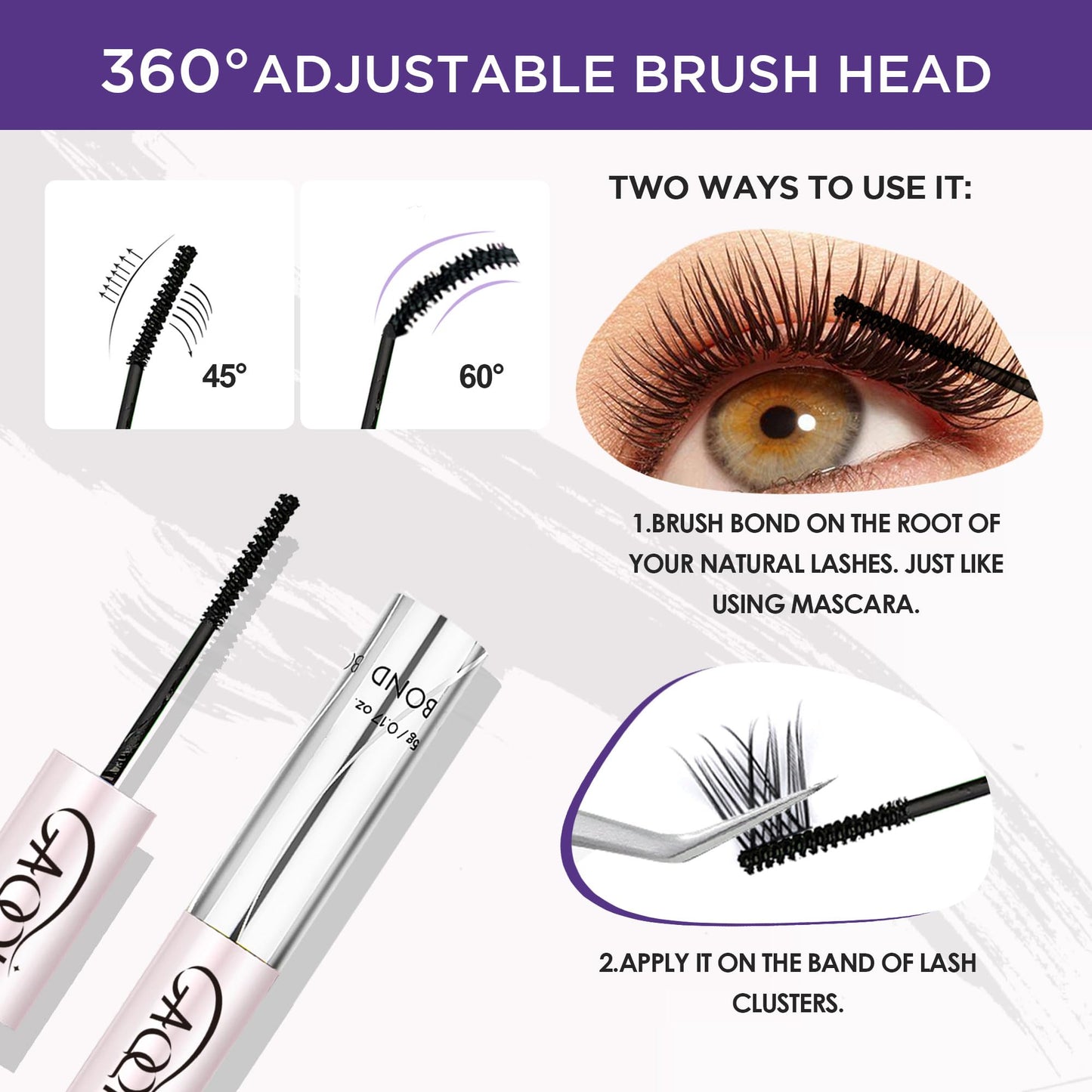 GAQQI Lash Cluster Glue, Lash Bond and Seal Waterproof, Bond & Seal Eyelash Glue for Clusters, Eyelash Adhesive Black Long-Lasting 72H Beauty and Personal Care GAQQI