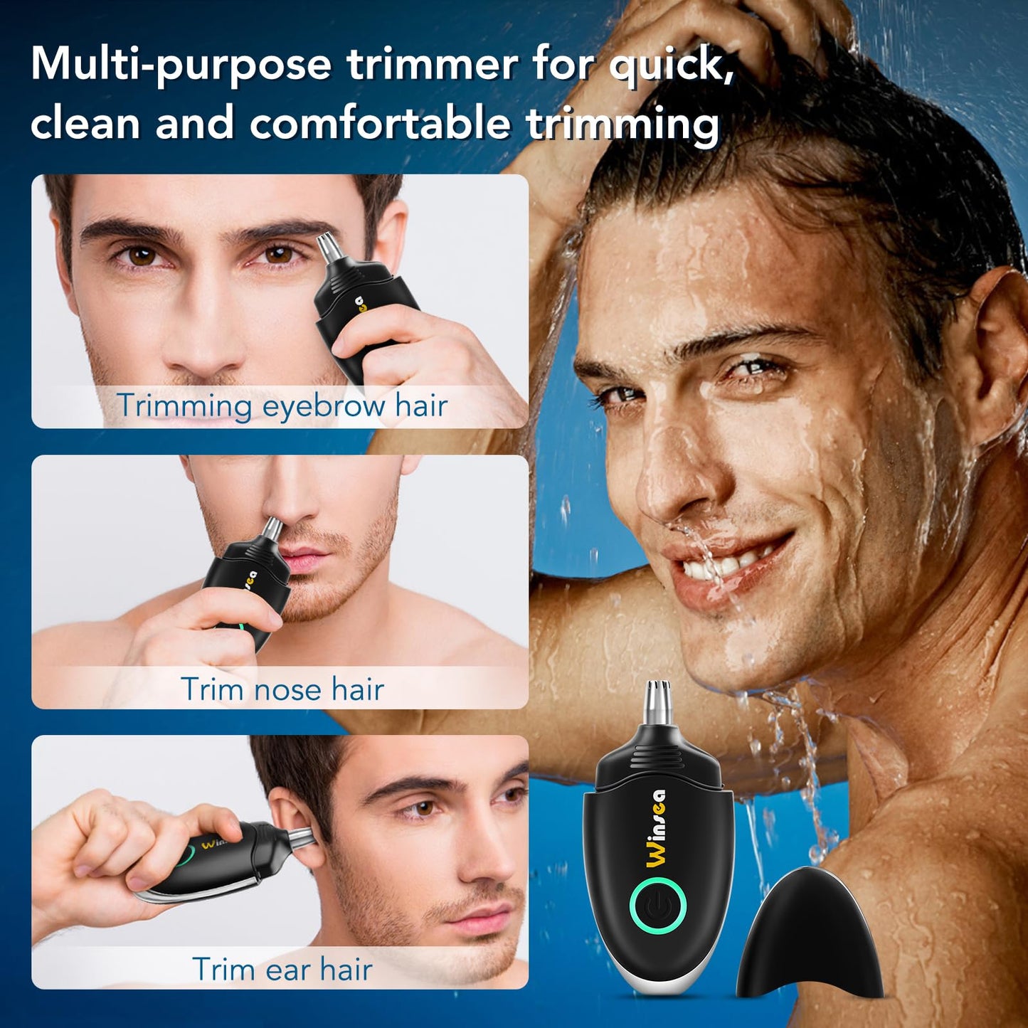 Winsea Ear and Nose Hair Trimmer for Men and Women - Travel Trimmer, High-Precision Nose Shaver, USB Rechargeable, Waterproof, Safe & Quiet Operation Beauty and Personal Care Winsea